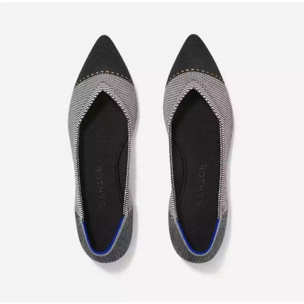 Rothy's The Point II Slip On Flat Pebble Herringbone Shoes 12 NWOT